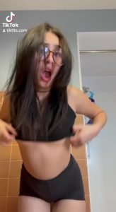 18 years old Glasses Showing tits by tiktok-teen