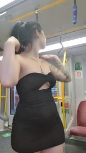 Brunette Bus Showing boobs by xtrashxbabyx