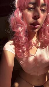 Pink haired Selfie Showing tits by isabellacurly