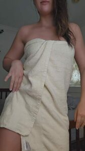 Towel Brunette Naked by exploringeve