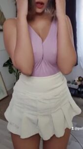 A small tank cannot hide this short hair Latinas boobs from TikTok