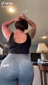 Short hair brunette MILF showing off her huge round ghost tits on TikTok