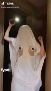 This girl is going to dress up like a sexy big tit TikTok ghost for Halloween